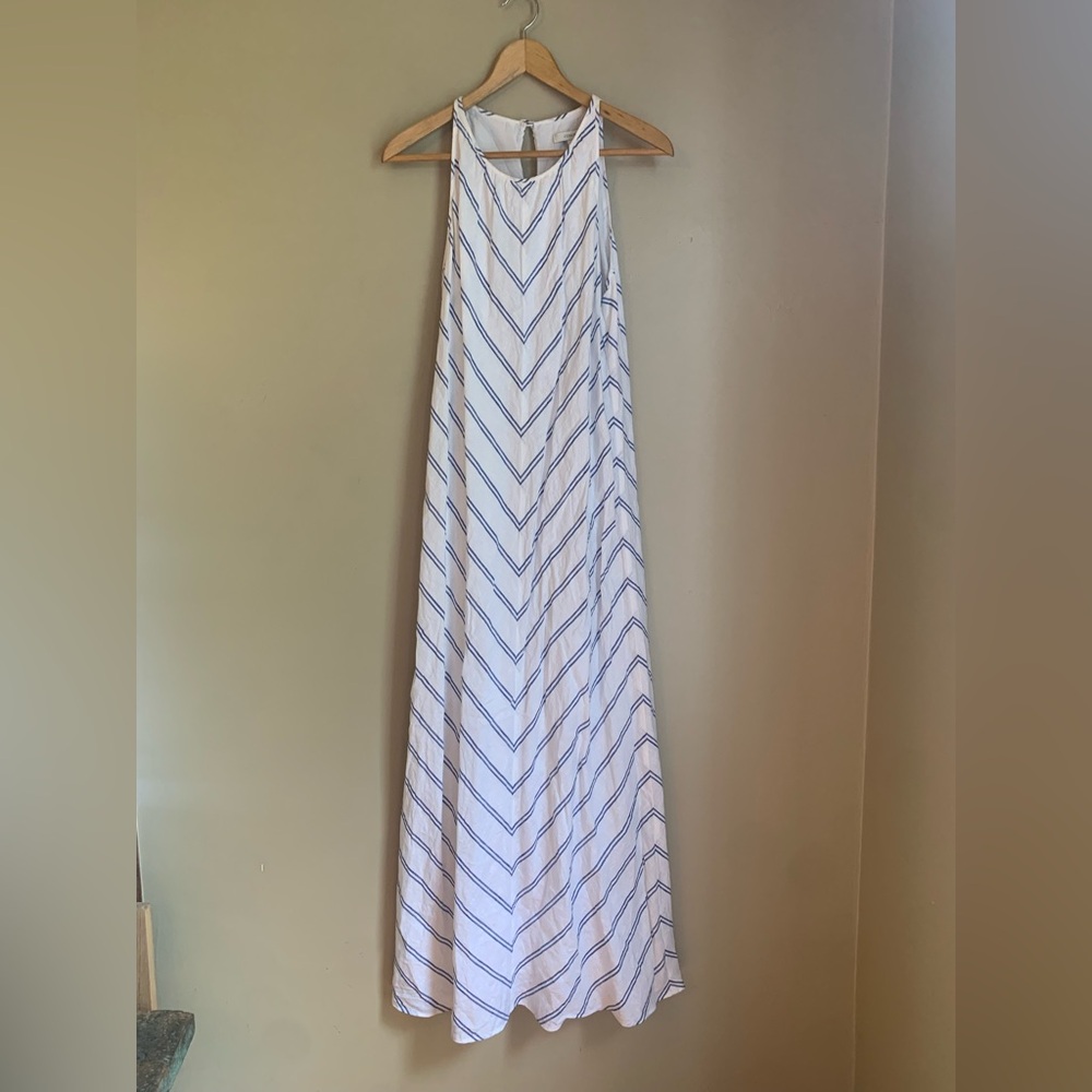 J. Crew White and Blue Maxi Dress